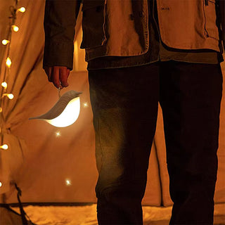 Lampe à poser sans fil LED oiseau effet bois