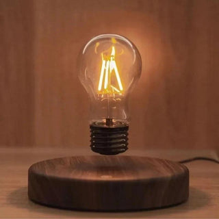 Lampe à poser bois et ampoule LED flottante magnétique