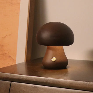 Lampe à poser bois en forme de champignon à LED