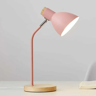 Lampe à poser bois et métal coloré pour bureau