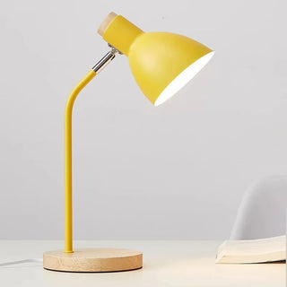 Lampe à poser bois et métal coloré pour bureau