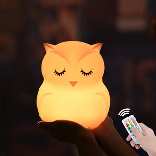 Lampe à poser enfant en forme de hibou avec télécommande