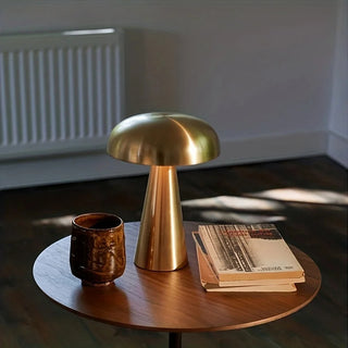 Lampe à poser sans fil LED style champignon doré