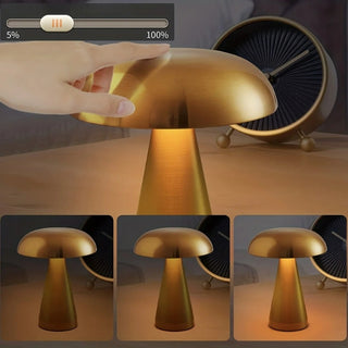 Lampe à poser sans fil LED style champignon doré