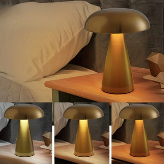 Lampe à poser sans fil LED style champignon doré